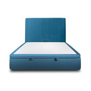 Non communiqué Lit coffre 180x200cm avec tête de lit tapissier Velours Bleu - Hauteur totale : 39cm Bleu océan - Publicité