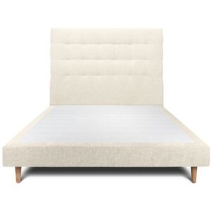 Non communiqué Lit 150x190cm avec tête de lit capitonnee tissu et sommier tapissier Beige clair - Hauteur totale : 29cm Beige clair - Publicité