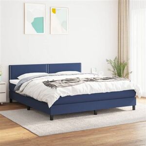 Non communiqué vidaXL Sommier à lattes de lit avec matelas Bleu 160x200 cm Tissu Bleu - Publicité
