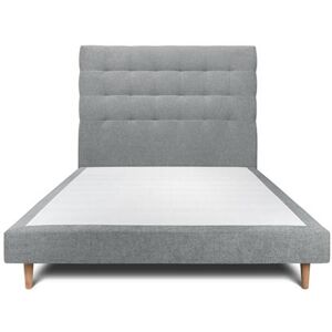 Non communiqué Lit 150x190cm avec tête de lit capitonnee tissu et sommier tapissier gris anthracite - Hauteur totale : 29cm Gris anthracite - Publicité