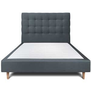 Non communiqué Lit 150x190cm avec tête de lit capitonnee velours et sommier tapissier gris anthracite - Hauteur totale : 35cm Gris anthracite - Publicité