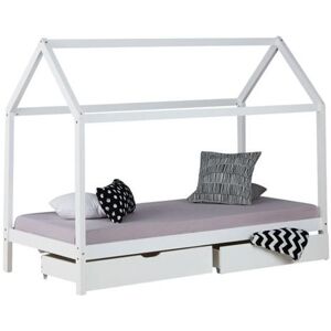 Non communiqué Lit Enfant avec Matelas Cadre de Lit Cabane Enfant 90x200 cm Blanc Avec Tiroirs Blanc - Publicité