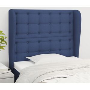 3118386 vidaXL Tête de lit avec oreilles Bleu 103x23x118/128 cm Tissu - Publicité