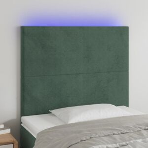3122177 vidaXL Tête de lit à LED Vert foncé 80x5x118/128 cm Velours - Publicité