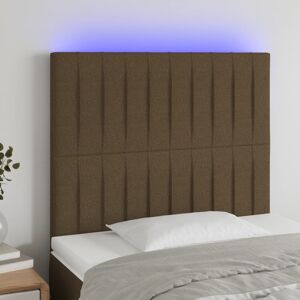 3122639 vidaXL Tête de lit à LED Marron foncé 80x5x118/128 cm Tissu - Publicité