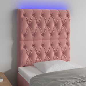 3122795 vidaXL Tête de lit à LED Rose 80x7x118/128 cm Velours - Publicité