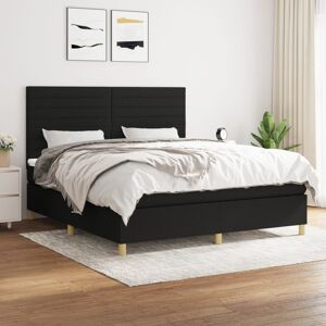 3142435 vidaXL Sommier à lattes de lit avec matelas Noir 180x200 cm Tissu - Publicité