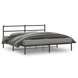 355372 vidaXL Cadre de lit métal avec tête de lit noir 200x200 cm - Publicité