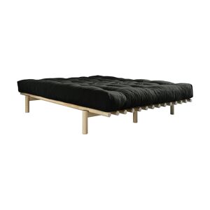 Sommier en bois clair et matelas Double Latex noir 160x200 Pace - Karup Design - Publicité