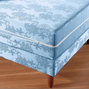 Blancheporte Housse de matelas ou sommier coutil médaillons 18 cm - Blancheporte Bleu Cache- sommier 1 personne : 90x190cm