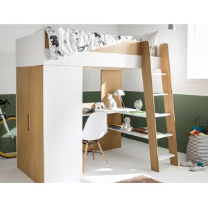 Chambrekids Lit mezzanine + armoire & bureau Opus Blanc & Bois