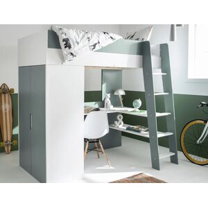 Chambrekids Lit mezzanine + armoire & bureau Opus Blanc & Mousse