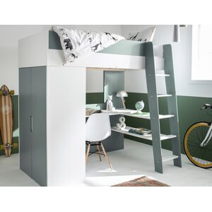 Chambrekids Lit mezzanine + armoire & bureau Opus Blanc & Mousse - Publicité