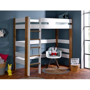 Chambrekids Lit mezzanine enfant Scandi Blanc & Chêne + Matelas