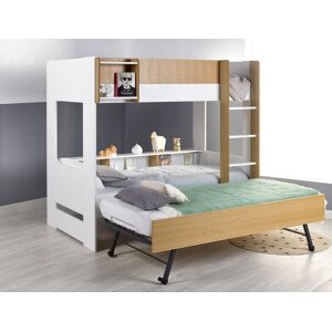 Chambrekids Lit superposé 3 places Opus Blanc & bois + 3 Matelas