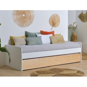 Chambrekids Lit banquette gigogne LANDES Blanc & Bois massif