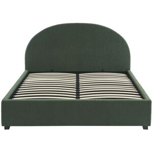 No name Merle - Lit coffre en tissu bouclette 160x200cm - Couleur - Vert