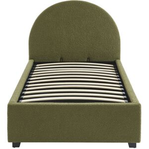 No name Merle - Lit coffre en tissu bouclette 90x190cm - Couleur - Vert kaki