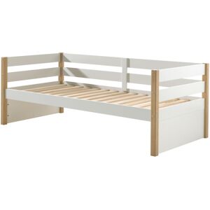 No name Tourco - Lit enfant banquette en bois 90x200cm - Couleur - Blanc et bois clair