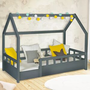 IDMarket Lit cabane gris