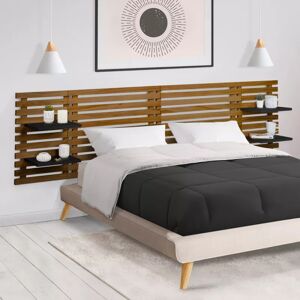 IDMarket Tête de lit en lattes de bois vieilli 240 cm style moderne - Publicité