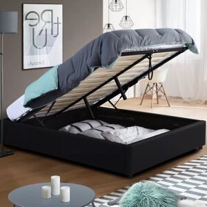 IDMarket Sommier coffre de rangement 140x190 cm noir