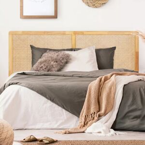 IDMarket Tête de lit bois et cannage 140 cm