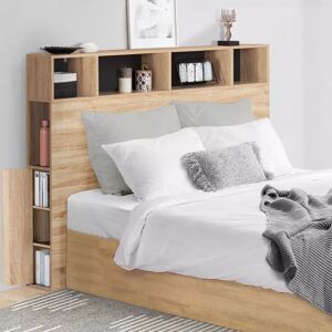 IDMarket Tête de lit avec rangement intégré bois façon hêtre et noir 165 cm