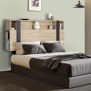 IDMarket Tête de lit industrielle 140 cm bois et noir - Publicité