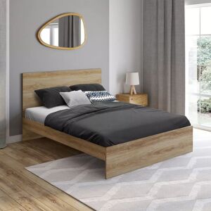 IDMarket Lit double 140x190 cm avec sommier et tête de lit en bois - Publicité