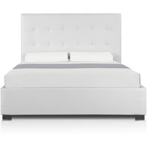 IntenseDeco Lit Coffre Layton + Sommier 140cm Blanc