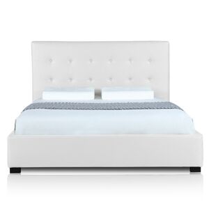 IntenseDeco Lit Coffre Layton + Sommier 160cm Blanc