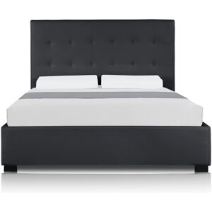 IntenseDeco Lit Coffre Layton + Sommier 140cm Noir