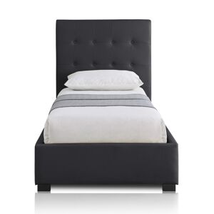 IntenseDeco Lit Coffre Layton + Sommier 90cm Noir