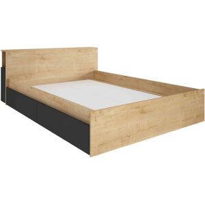 Terre de Nuit Lit compact en bois imitation chene 140x190 cm - LT9008