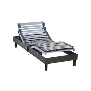 Someo Sommier électrique de relaxation tout lattes tissu anthracite 80x200 - Publicité