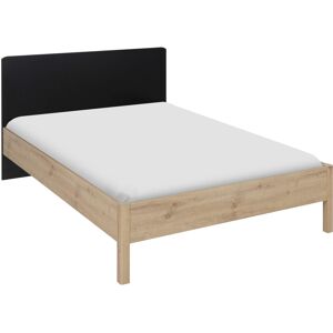 Terre de Nuit Lit enfant en bois imitation chêne clair et noir 120x200 - LT5051