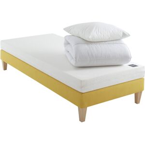 Someo Ensemble matelas junior mousse, sommier, pieds, couette et oreiller Aurore 100 - SOMEO 90x200