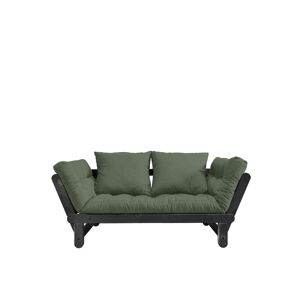 Karup Design Banquette ajustable en pin massif noir matelas vert inclus 75x200