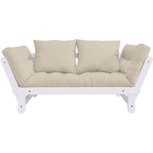 Karup Design Banquette ajustable en pin massif blanc matelas ecru inclus 75x200