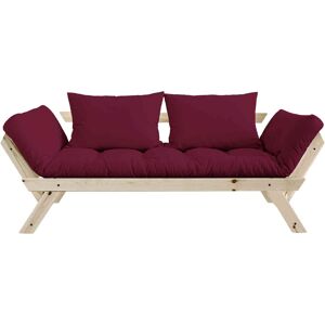 Karup Design Banquette ajustable BEBOP en pin massif naturel matelas bordeaux 75x200 + coussins 40x60 inclus