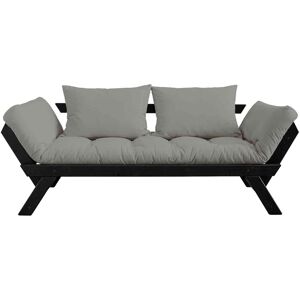 Karup Design Banquette ajustable en pin massif noir matelas gris 75x200 + coussins 40x60 inclus