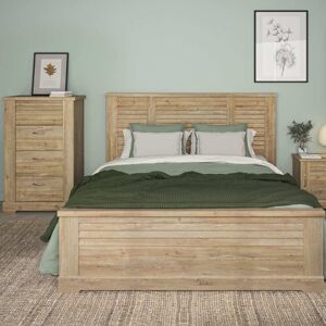 Terre de Nuit Lit 180x200 et chiffonnier en bois clair - LT5080