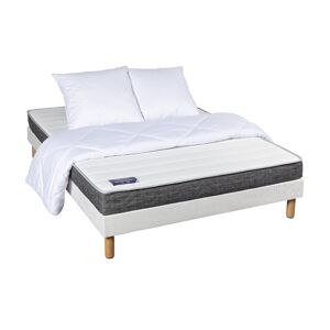 Terre de Nuit Ensemble matelas latex Abondance + sommier + pieds + couette + oreillers 90x190