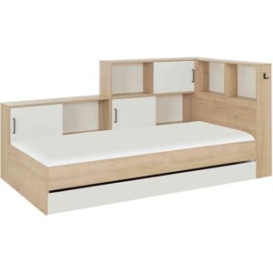 Terre de Nuit Lit tiroir enfant en bois avec rangements imitation châtaignier naturel 90x200 - LT5060