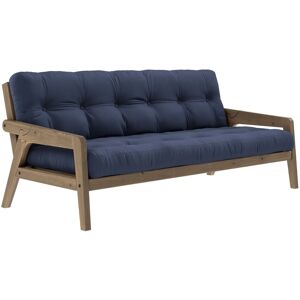 Karup Design Banquette ajustable GRAB en pin massif foncé avec matelas futon bleu marine 130x190