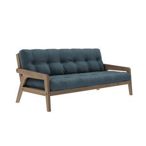 Karup Design Banquette ajustable GRAB en pin massif foncé avec matelas futon bleu canard 130x190