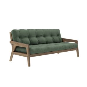 Karup Design Banquette ajustable GRAB en pin massif foncé avec matelas futon kaki 130x190