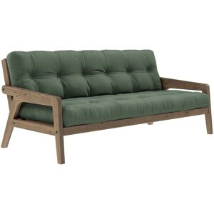 Karup Design Banquette ajustable GRAB en pin massif foncé avec matelas futon kaki 130x190 - Publicité