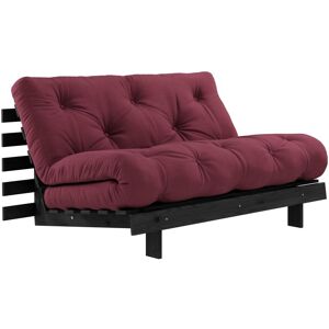 Karup Design Canape convertible ROOTS en pin massif noir avec matelas futon bordeaux 140x200